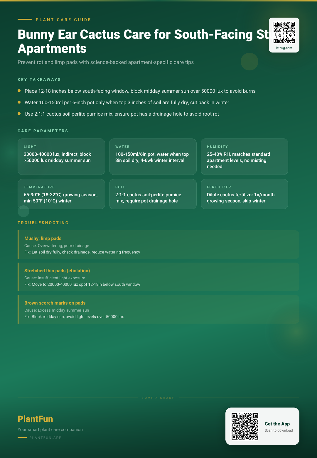 Bunny Ear Cactus Care Checklist for South-Facing Studio Apartments: No Limp Pads, No Rot — Care Guide for indoor houseplants