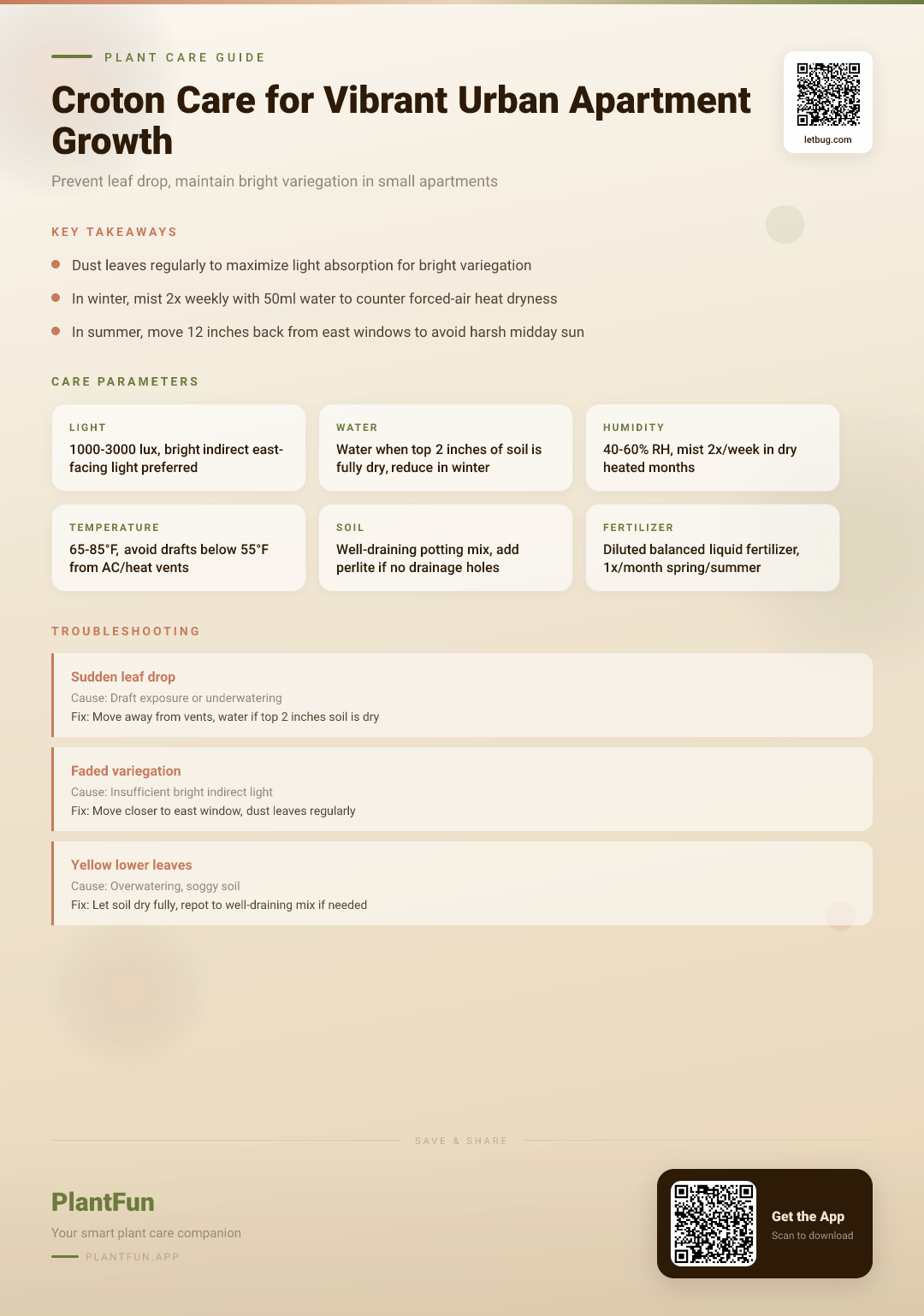 The Complete Croton Care Checklist for Vibrant, Resilient Growth in Small Urban Apartments — Care Guide for indoor houseplants