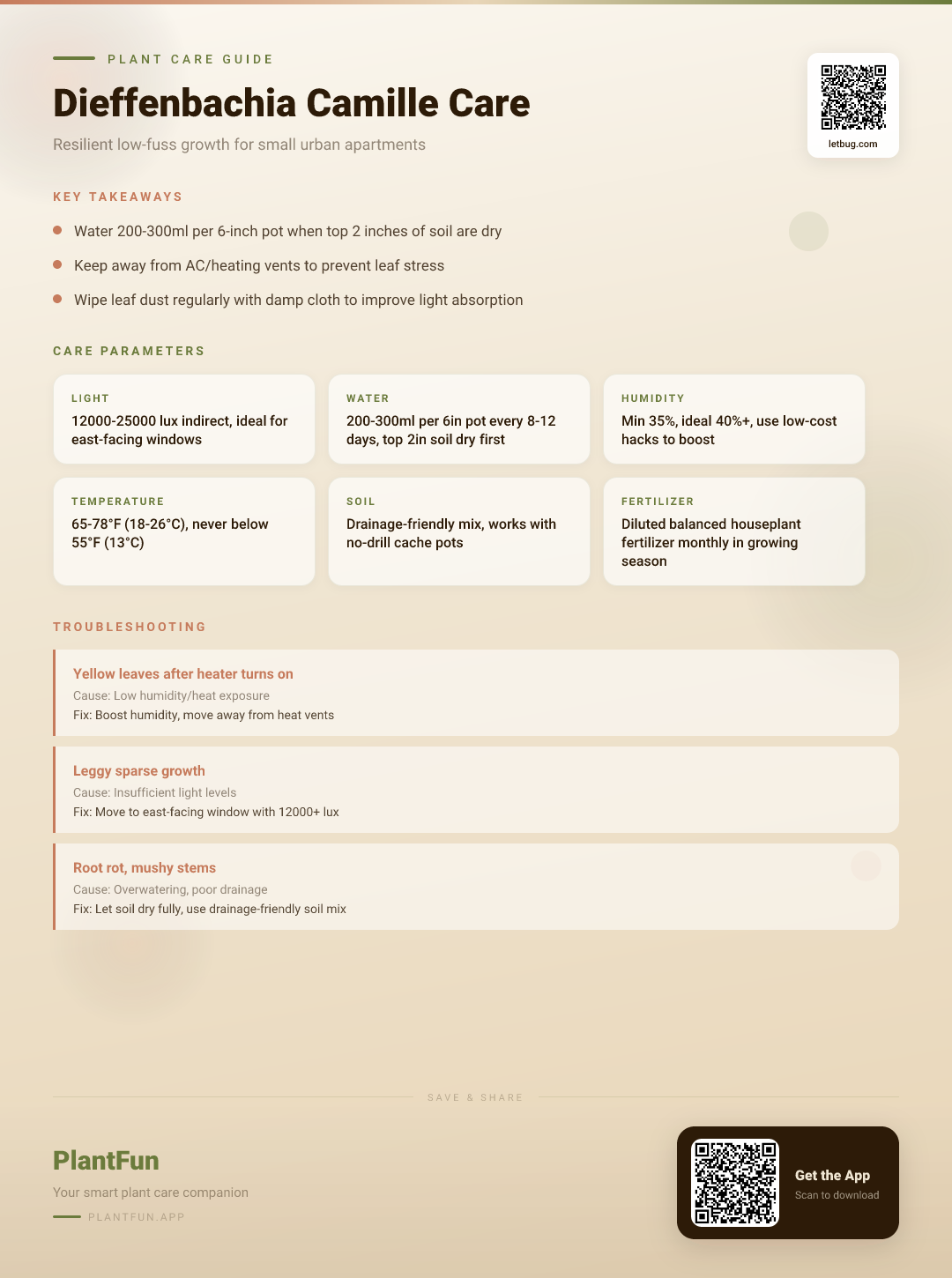 The Complete Dieffenbachia Camille Care Checklist for Resilient Growth in Small Urban Apartments — Care Guide for indoor houseplants