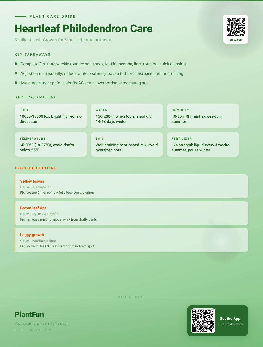 The Complete Heartleaf Philodendron Care Checklist for Resilient Growth in Small Urban Apartments — Care Guide for indoor houseplants