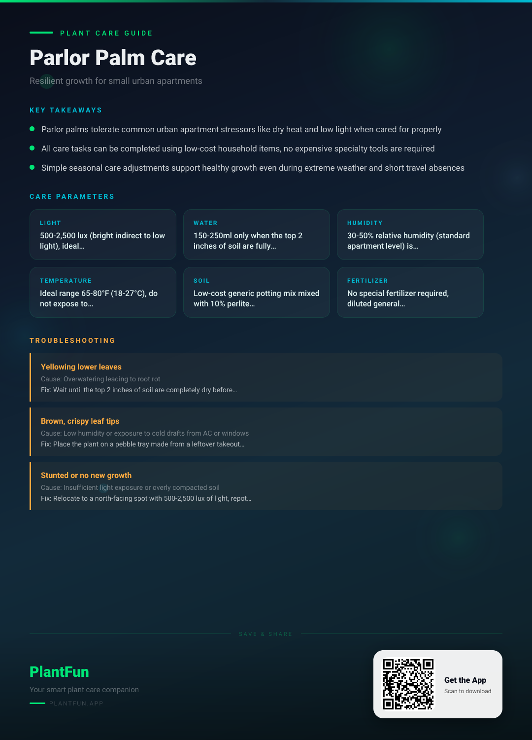 The Complete Parlor Palm Care Checklist for Resilient Growth in Small Urban Apartments — Care Guide for indoor houseplants