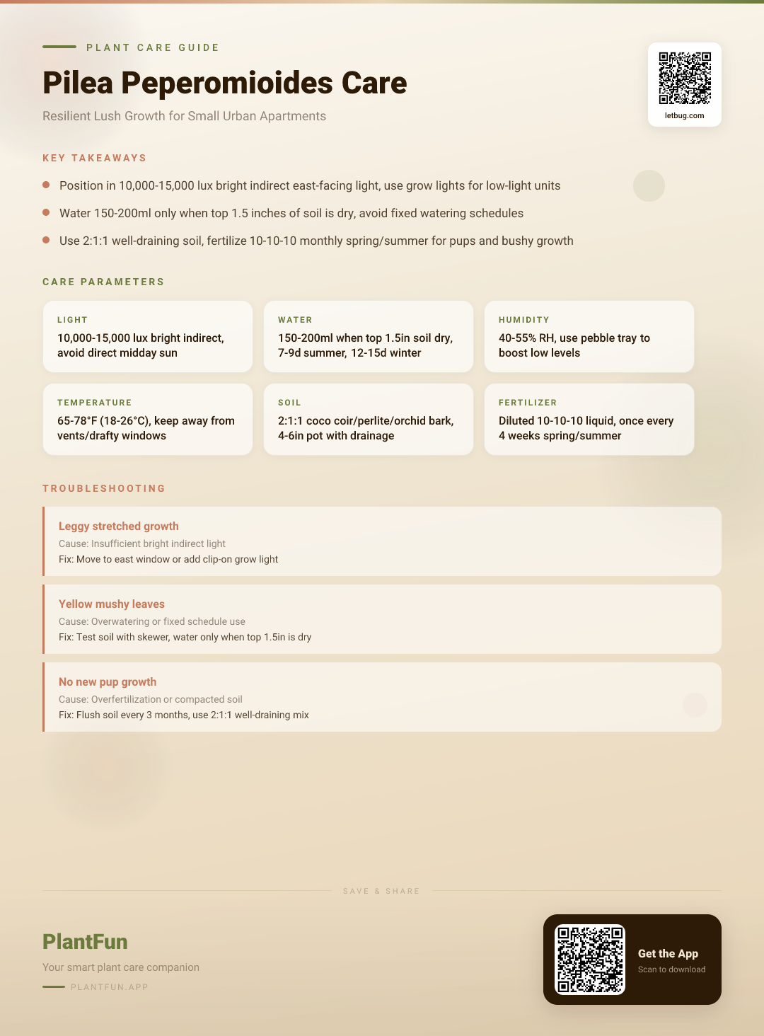 The Complete Pilea Peperomioides Care Checklist for Resilient Growth in Small Urban Apartments — Care Guide for indoor houseplants