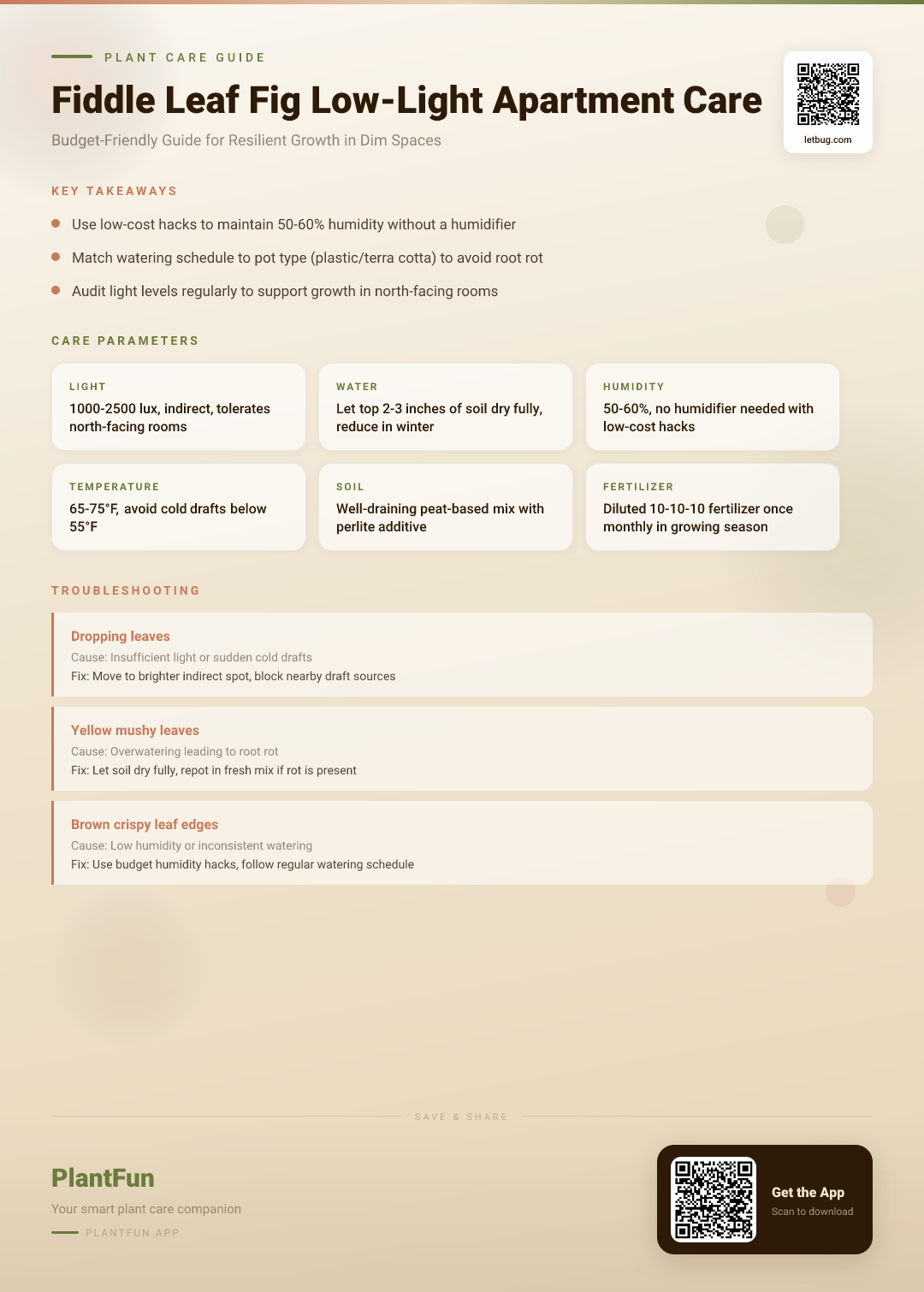 Fiddle Leaf Fig in Low-Light Apartments: The Budget-Friendly Guide to Resilient Growth — Care Guide for indoor houseplants