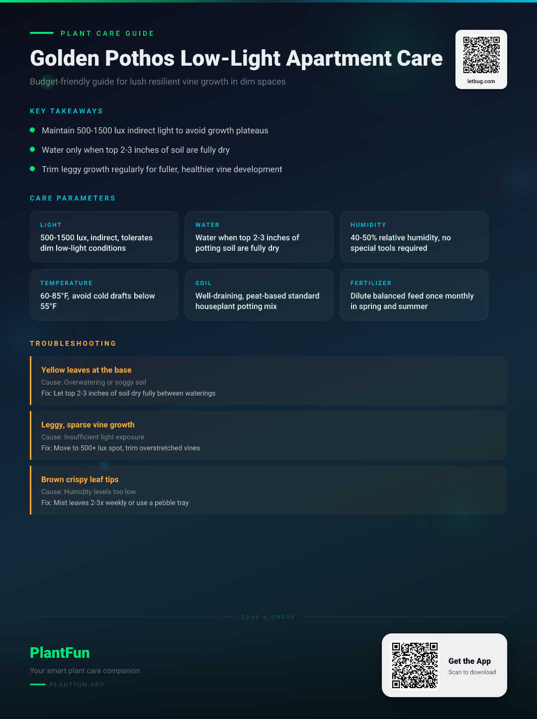 Golden Pothos in a Low-Light Apartment: The Budget-Friendly Maintenance Guide for Resilient Growth — Care Guide for indoor houseplants