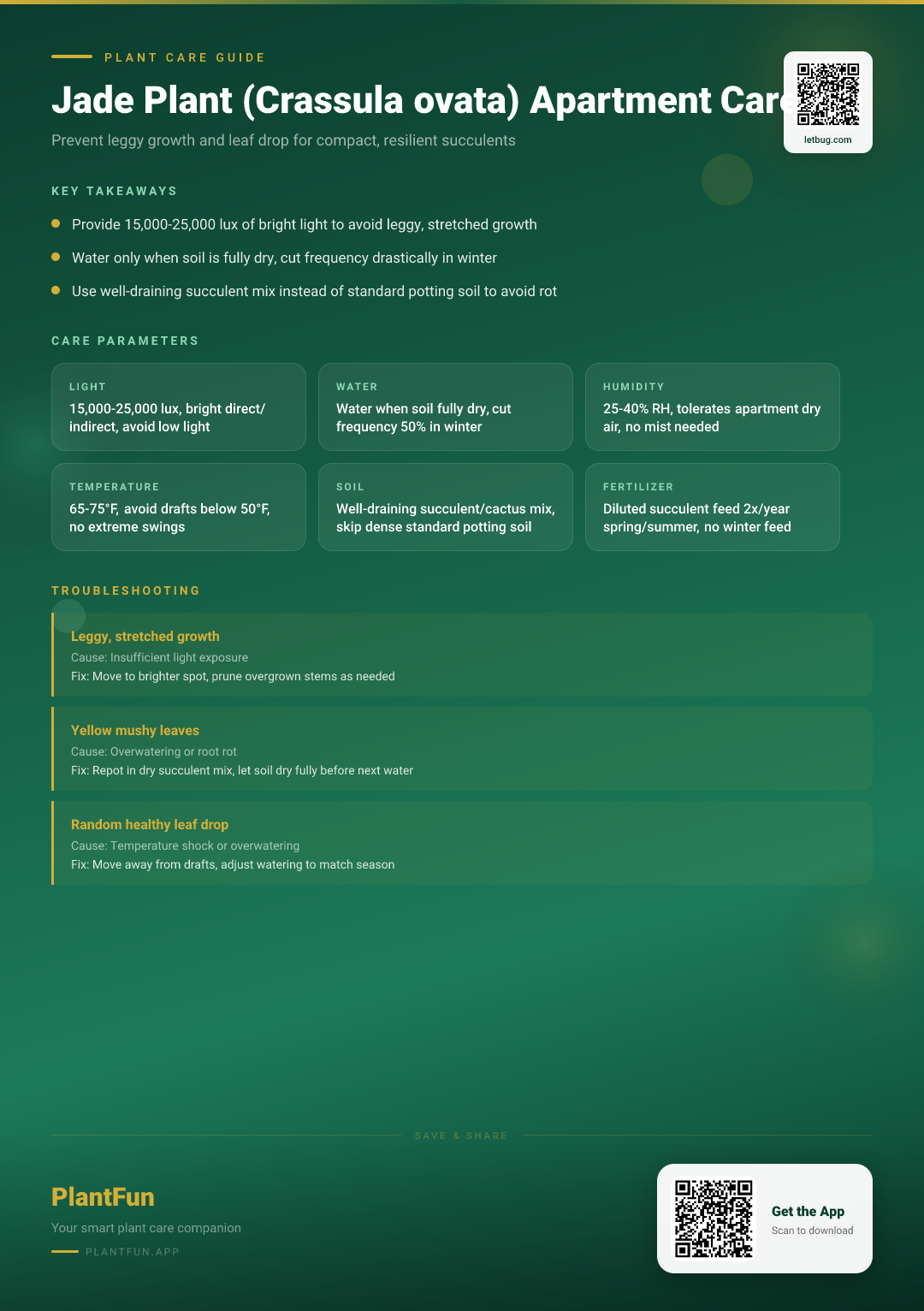 Jade Plant Care for Apartment Living: Preventing Leggy Growth and Leaf Drop Mistakes — Care Guide for indoor houseplants