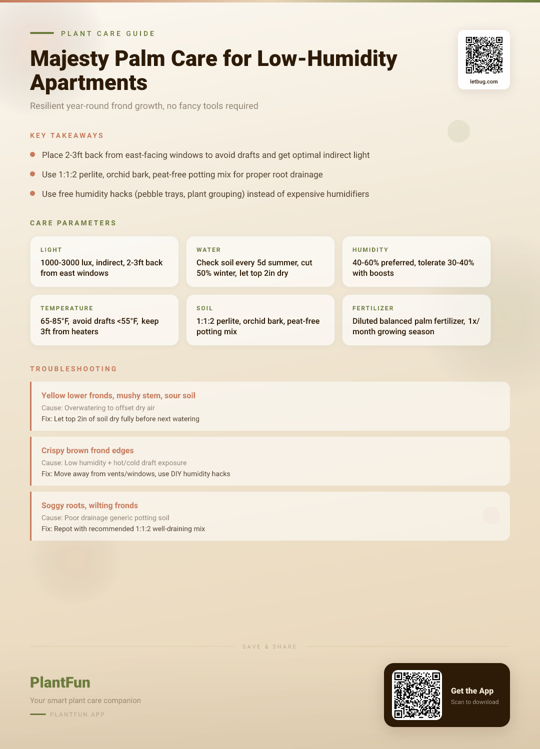 Majesty Palm in Low-Humidity Apartments: 8-Step Checklist for Resilient Year-Round Growth — Care Guide for indoor houseplants