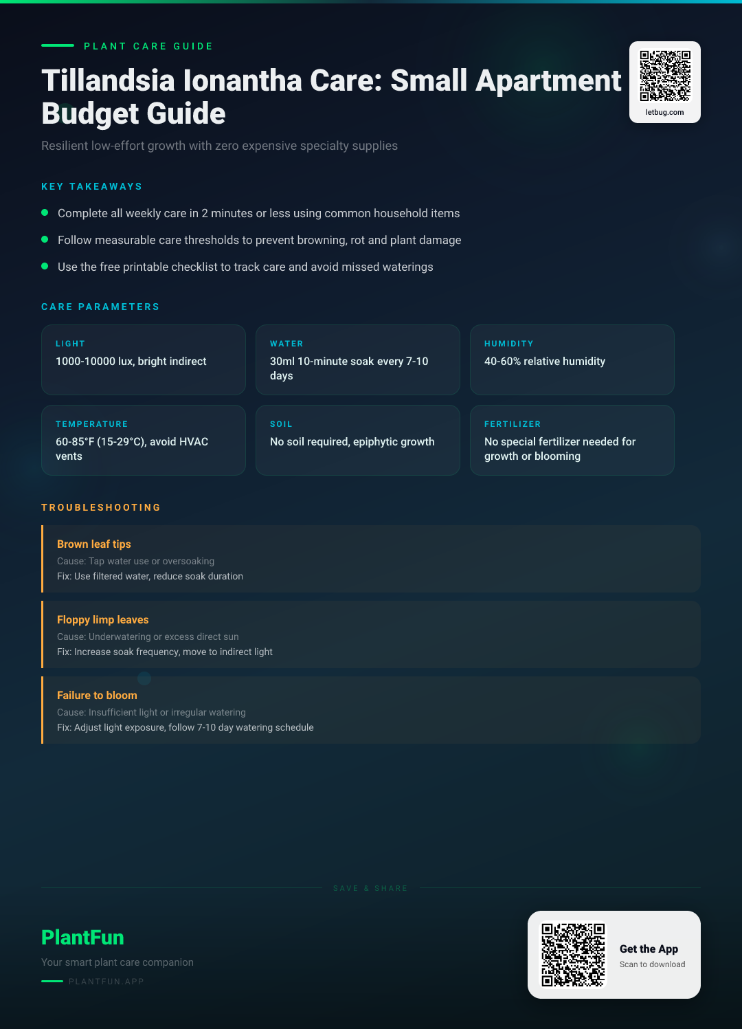 Tillandsia Ionantha Care Checklist: Budget Tips for Resilient Growth in Small Apartments — Care Guide for indoor houseplants